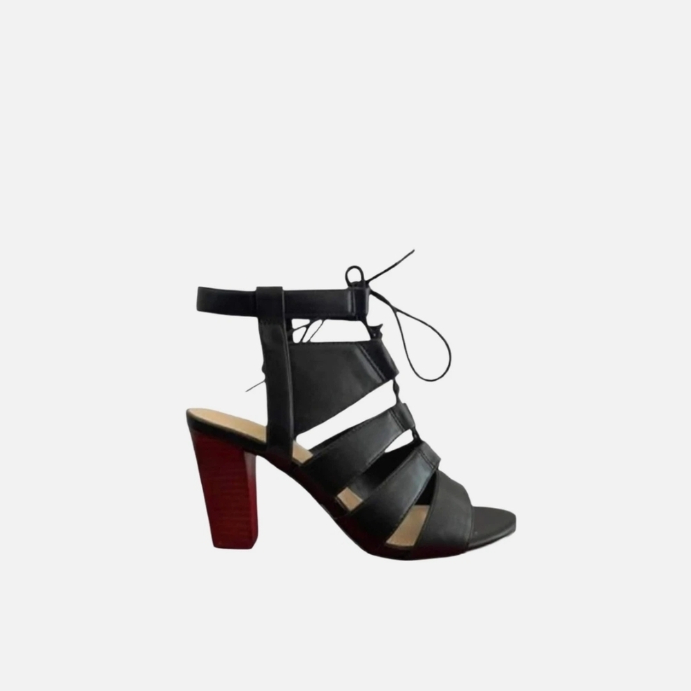 Kelly & Katie Black Strappy Block Heels